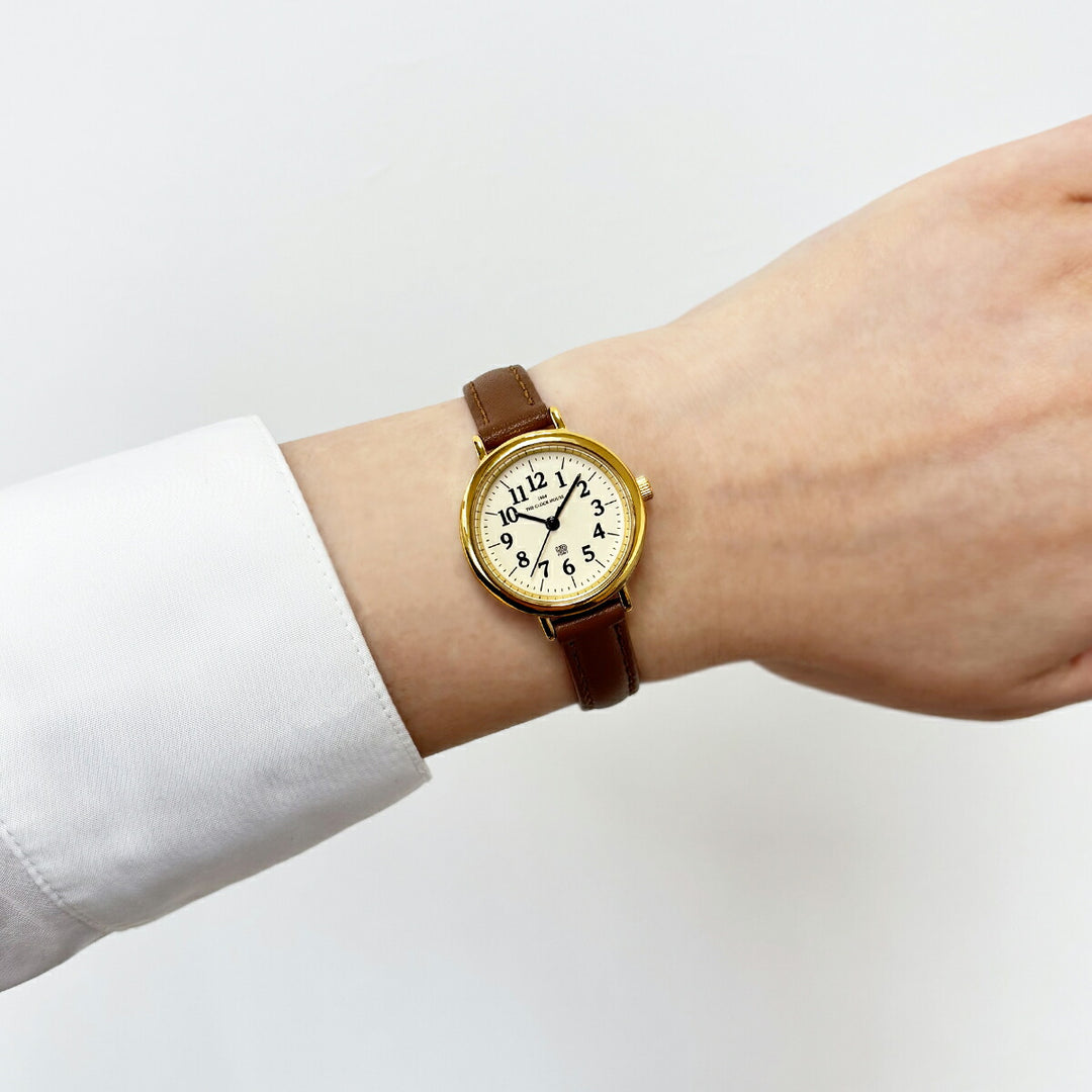 ザ・クロックハウス UD ユーディー 26mm LUD5002-CR1B レディース クオーツ 電池式 3針 クリームダイヤル ブラウン 革ベルト