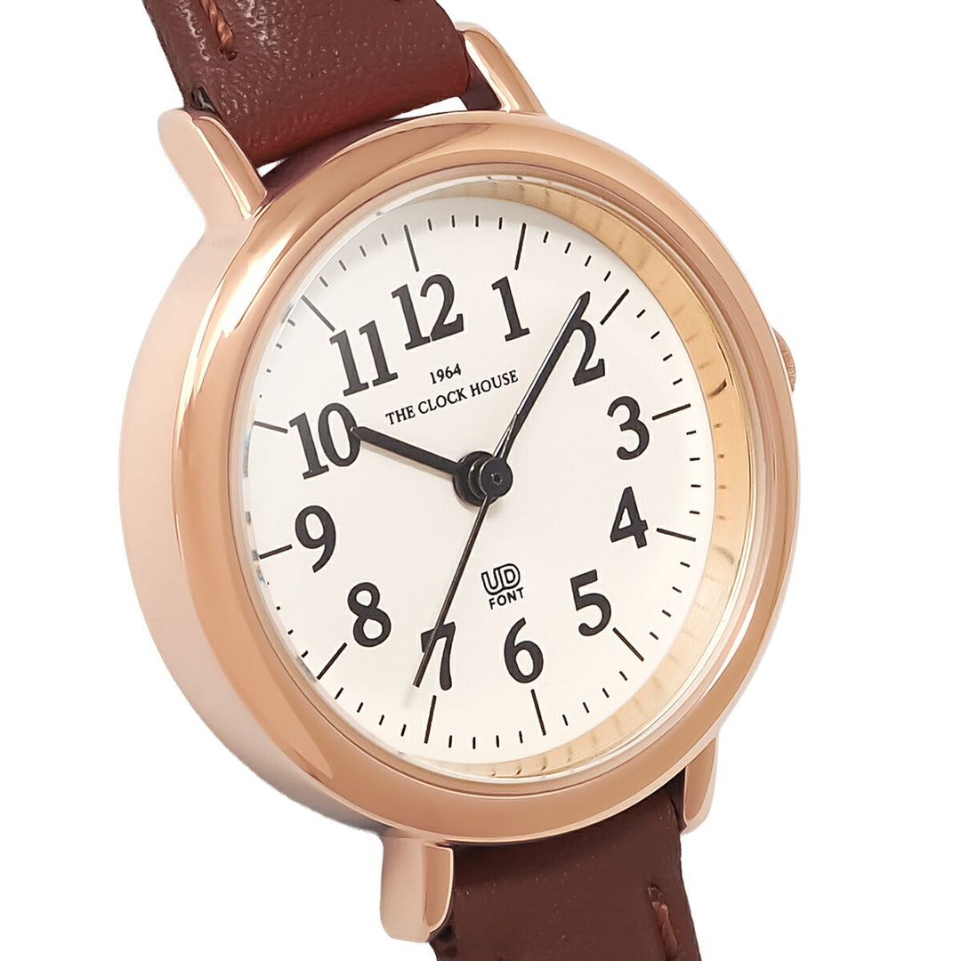 ザ・クロックハウス UD ユーディー 26mm LUD5002-WH1B レディース クオーツ 電池式 3針 ホワイトダイヤル ブラウン 革ベルト