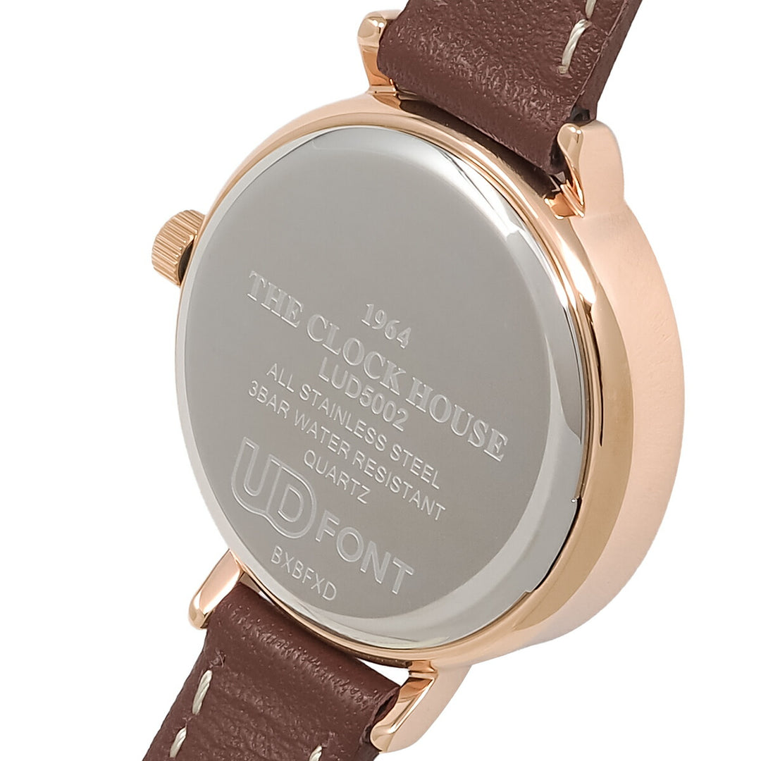 ザ・クロックハウス UD ユーディー 26mm LUD5002-WH1B レディース クオーツ 電池式 3針 ホワイトダイヤル ブラウン 革ベルト