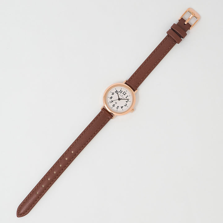 ザ・クロックハウス UD ユーディー 26mm LUD5002-WH1B レディース クオーツ 電池式 3針 ホワイトダイヤル ブラウン 革ベルト