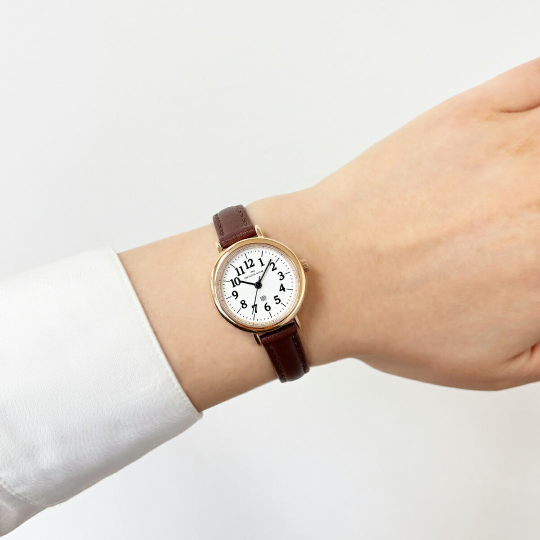 ザ・クロックハウス UD ユーディー 26mm LUD5002-WH1B レディース クオーツ 電池式 3針 ホワイトダイヤル ブラウン 革ベルト