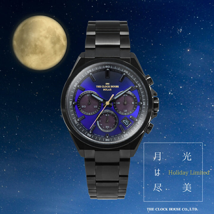 ザ・クロックハウス エッジ ソーラー クロノグラフ 2025 限定モデル 月光 MBC1008-NV1ALIM メンズ ネイビーグラデーションダイヤル