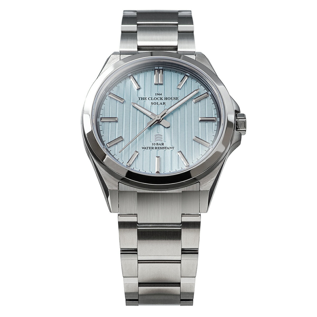ザ・クロックハウス エッジ ソーラー 3針 ストライプ アイスブルー MBC1009-BL1A メンズ ビジネス カジュアル