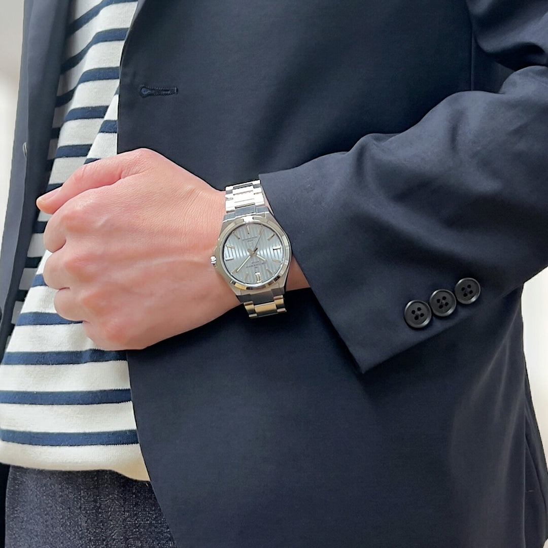 ザ・クロックハウス エッジ ソーラー 3針 ストライプ アイスブルー MBC1009-BL1A メンズ ビジネス カジュアル