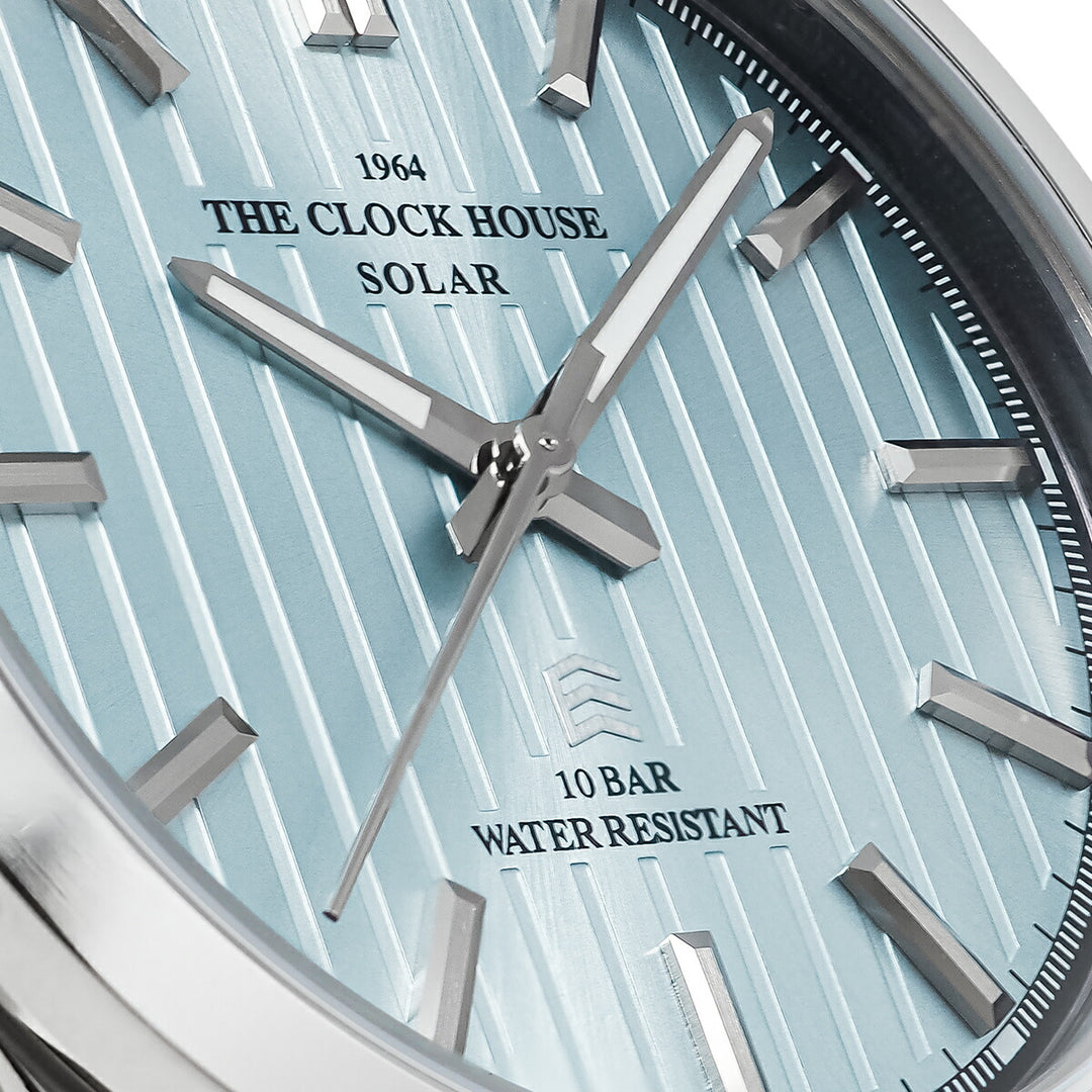 ザ・クロックハウス エッジ ソーラー 3針 ストライプ アイスブルー MBC1009-BL1A メンズ ビジネス カジュアル