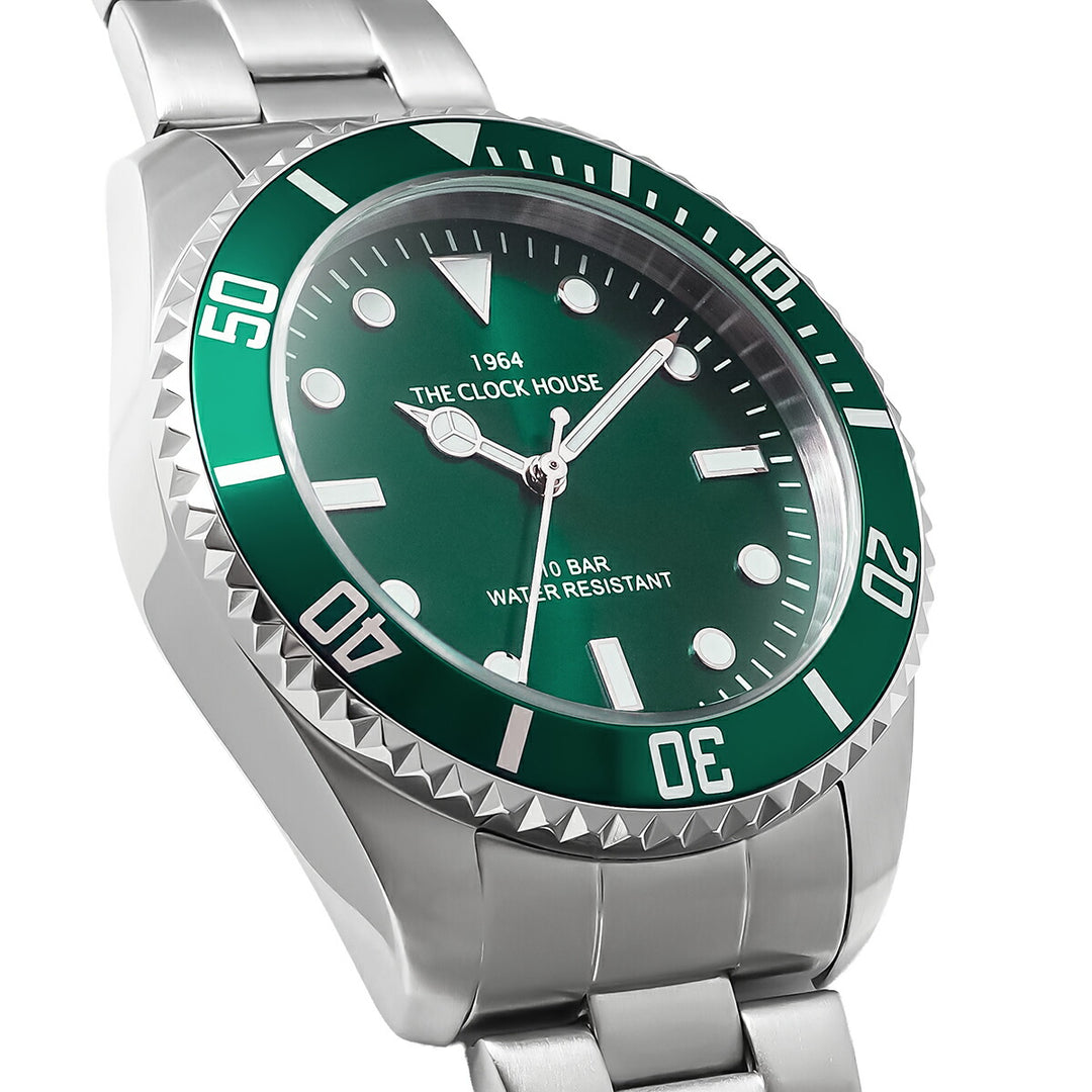 ザ・クロックハウス ダイバーズデザイン グリーン MBC5002-GR1A-R1 メンズ クオーツ 電池式 ビジネス カジュアル 回転ベゼル