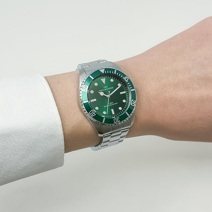ザ・クロックハウス ダイバーズデザイン グリーン MBC5002-GR1A-R1 メンズ クオーツ 電池式 ビジネス カジュアル 回転ベゼル