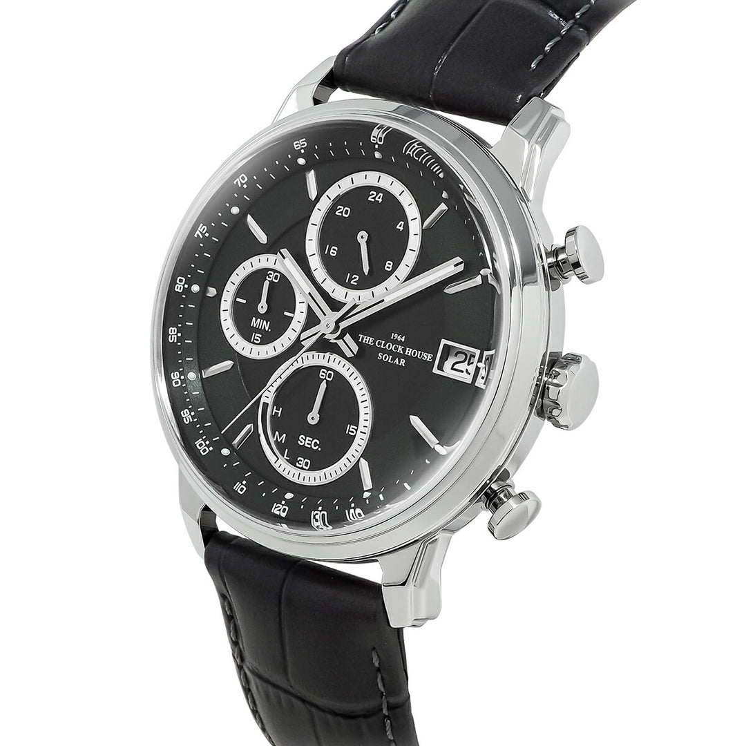 ザ・クロックハウス ソーラー クロノグラフ エフォートレス プロフェッショナル MBF1009-BK1B メンズ ビジネス フォーマル 革ベルト ブラック