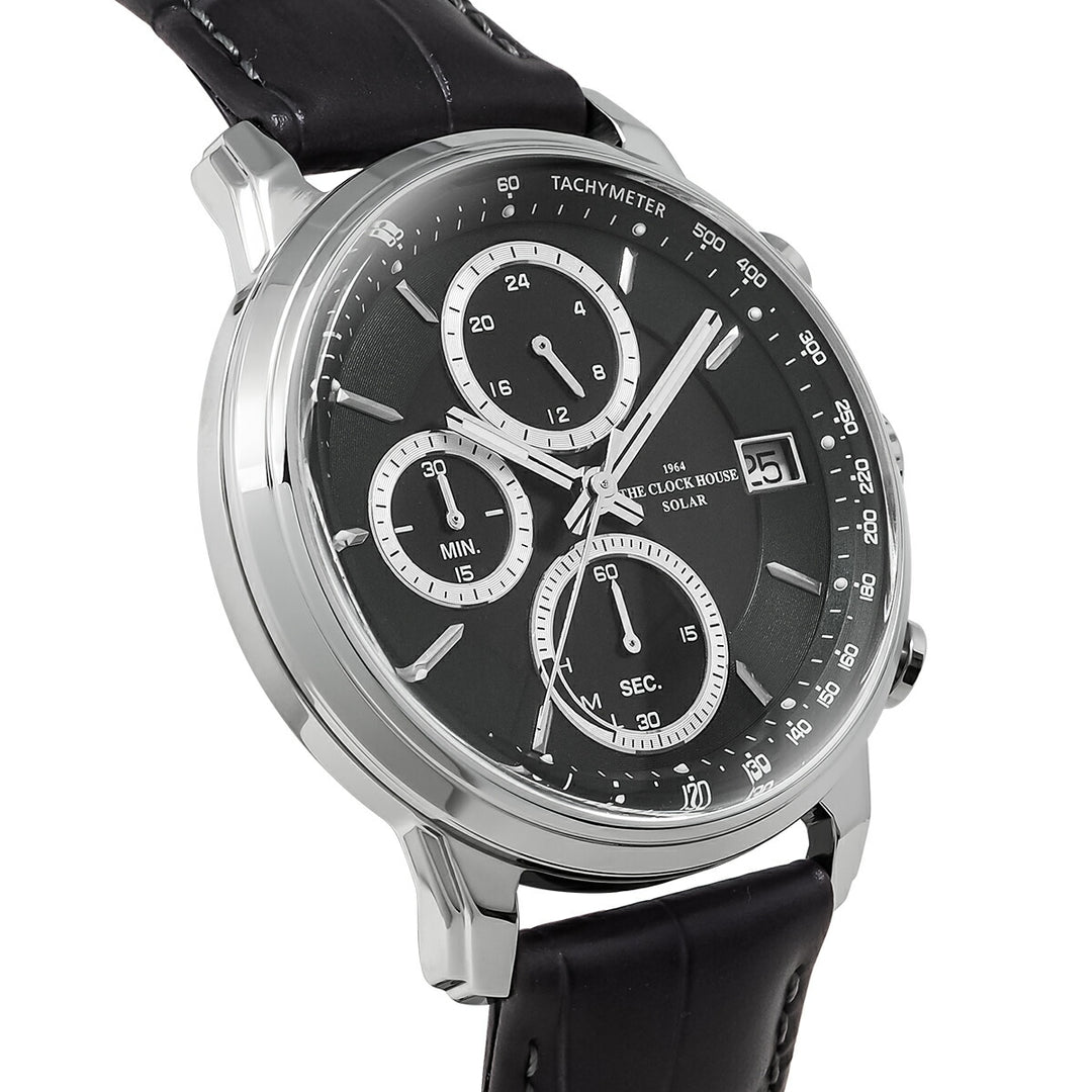 ザ・クロックハウス ソーラー クロノグラフ エフォートレス プロフェッショナル MBF1009-BK1B メンズ ビジネス フォーマル 革ベルト ブラック