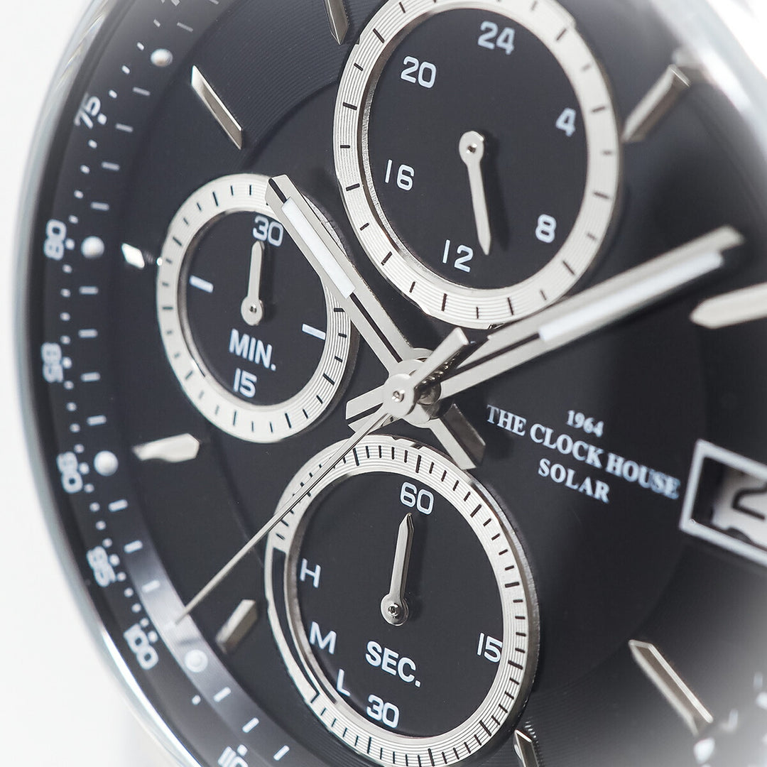 ザ・クロックハウス ソーラー クロノグラフ エフォートレス プロフェッショナル MBF1009-BK1B メンズ ビジネス フォーマル 革ベルト ブラック