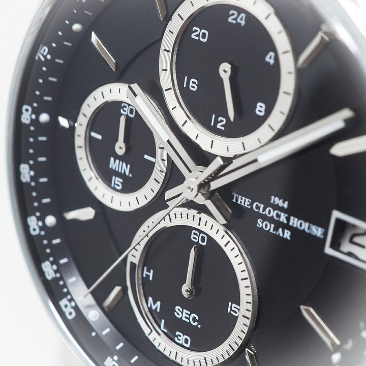 ザ・クロックハウス ソーラー クロノグラフ エフォートレス プロフェッショナル MBF1009-BK1B メンズ ビジネス フォーマル 革ベルト ブラック