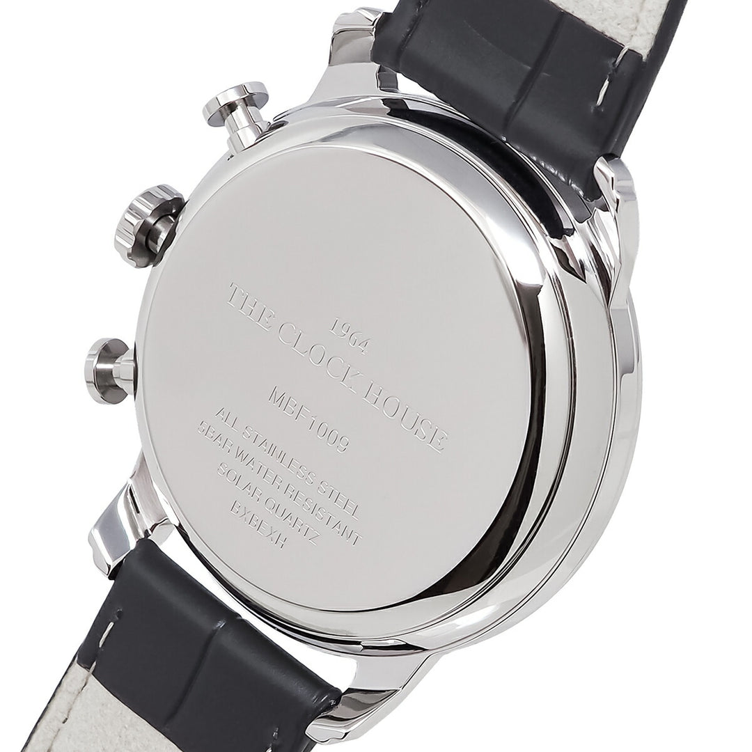 ザ・クロックハウス ソーラー クロノグラフ エフォートレス プロフェッショナル MBF1009-GR1B メンズ ビジネス フォーマル グリーンダイヤル グレー 革ベルト