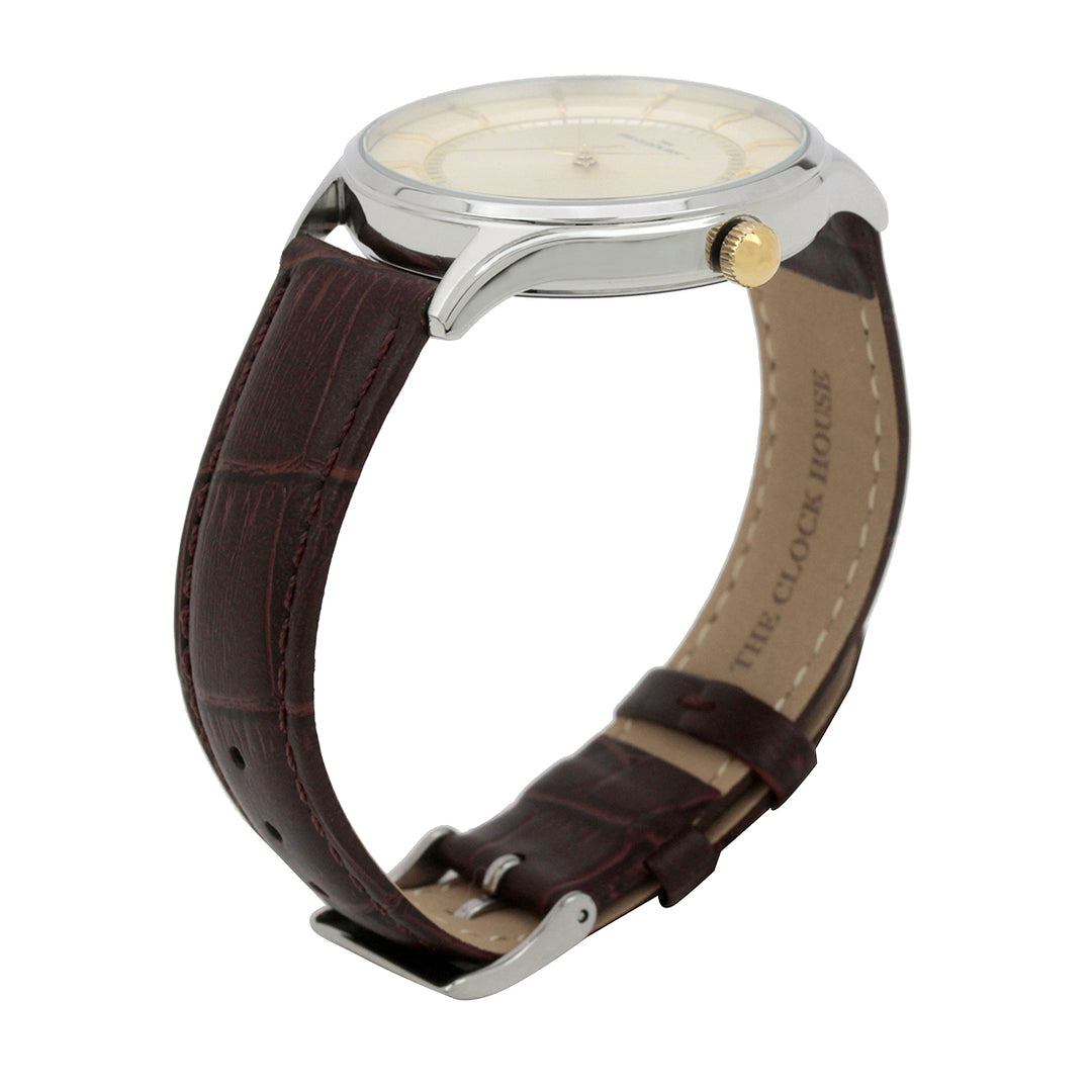 ザ・クロックハウス MBF5001-CH1B ビジネスフォーマル メンズ 腕時計 クオーツ 茶レザー ホワイト THE CLOCK HOUSE
