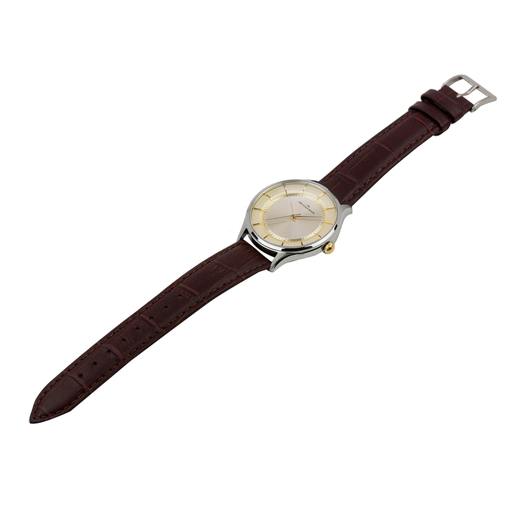 ザ・クロックハウス MBF5001-CH1B ビジネスフォーマル メンズ 腕時計 クオーツ 茶レザー ホワイト THE CLOCK HOUSE