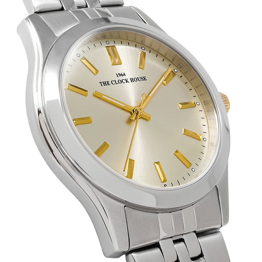 ザ・クロックハウス ビジネスフォーマル MBF5002-CH1A-R1 メンズ クオーツ 電池式 3針 ゴールドダイヤル メタルバンド