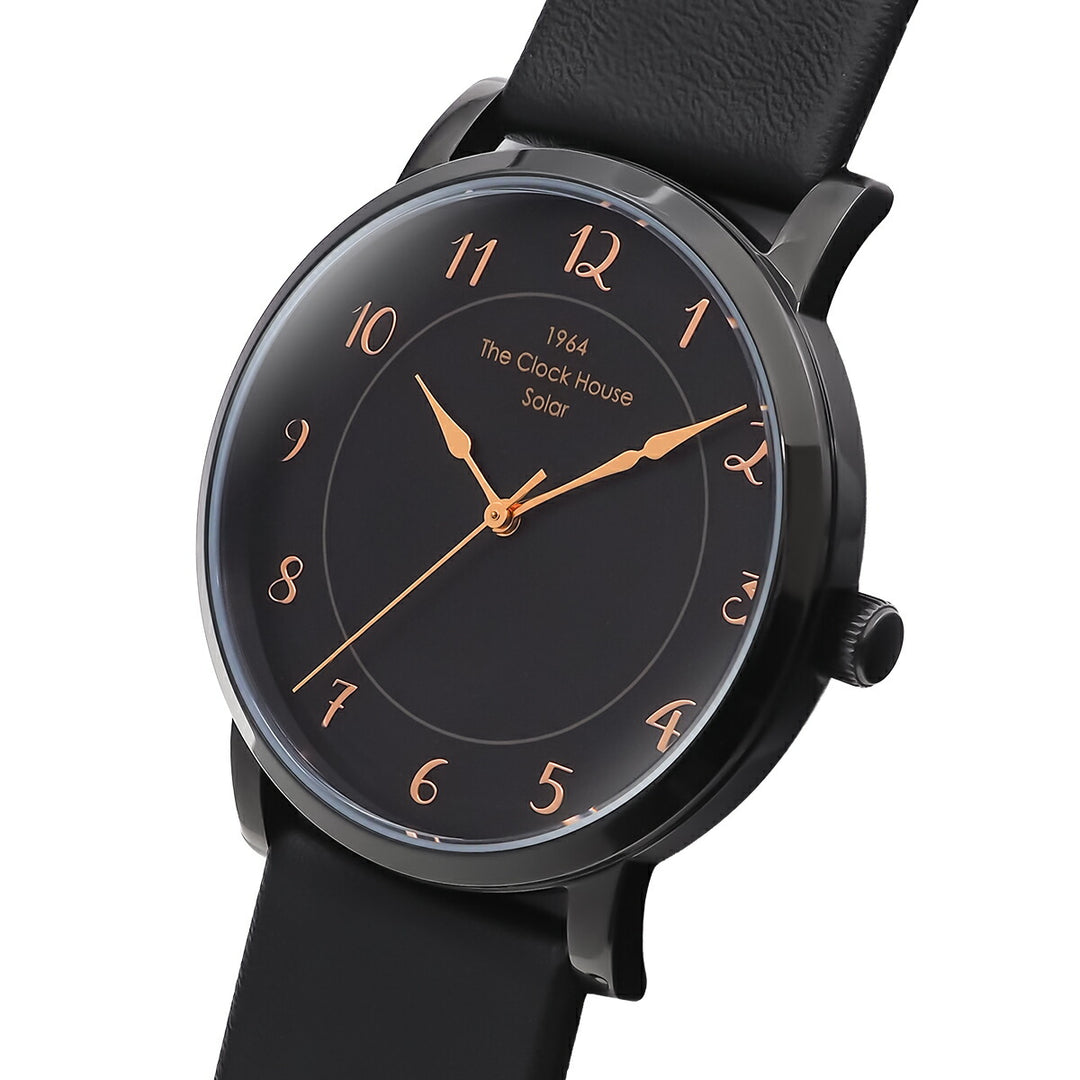 ザ・クロックハウス カスタマイズウォッチ フレンチカジュアル トロワ MCA1006-BK1 メンズ ソーラー 革ベルト ブラック