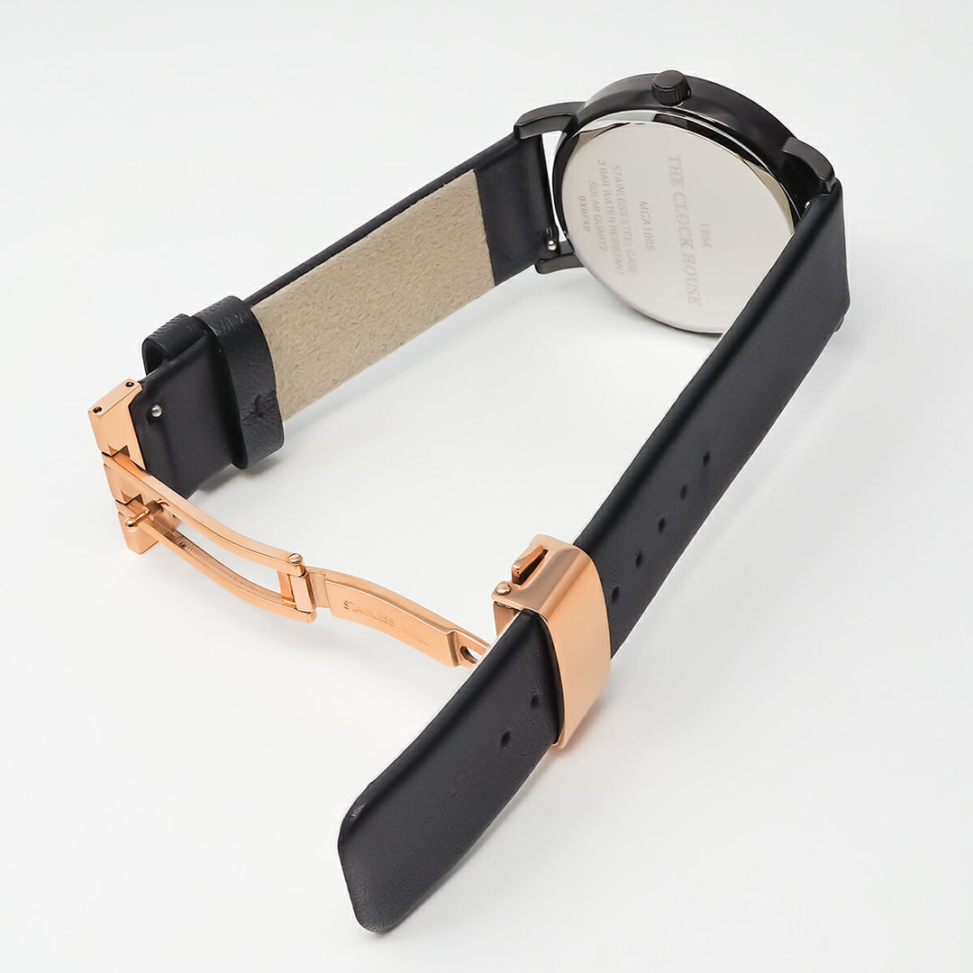 ザ・クロックハウス カスタマイズウォッチ フレンチカジュアル トロワ MCA1006-BK1 メンズ ソーラー 革ベルト ブラック