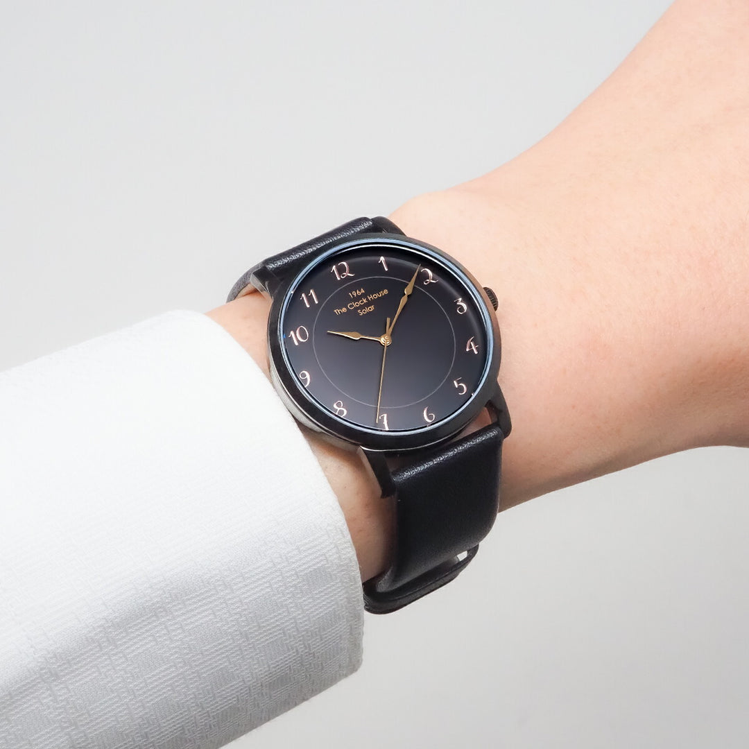 ザ・クロックハウス カスタマイズウォッチ フレンチカジュアル トロワ MCA1006-BK1 メンズ ソーラー 革ベルト ブラック