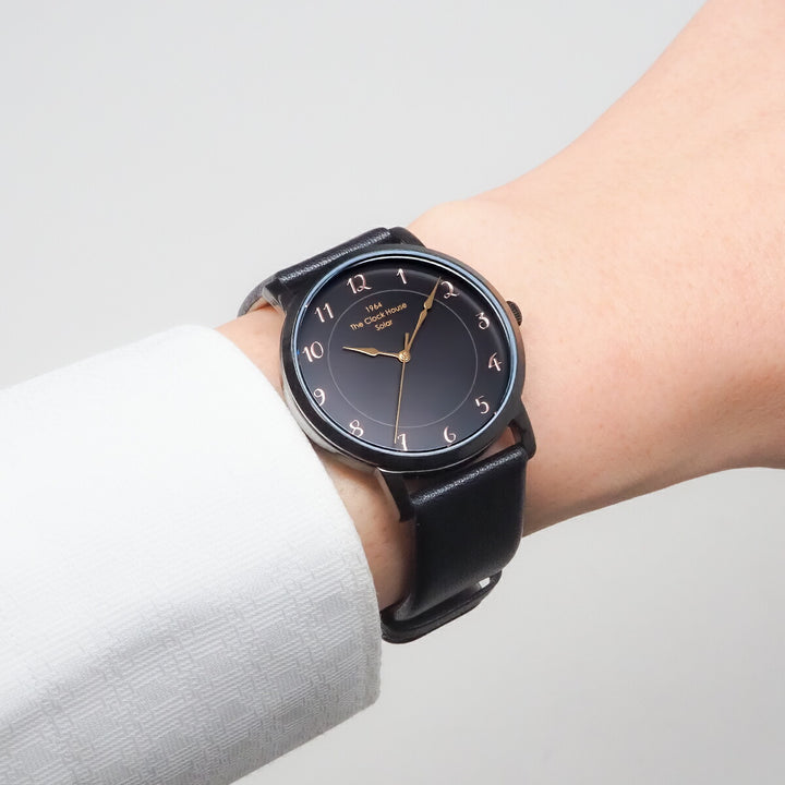 ザ・クロックハウス カスタマイズウォッチ フレンチカジュアル トロワ MCA1006-BK1 メンズ ソーラー 革ベルト ブラック