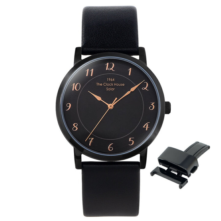《選べる》ザ・クロックハウス カスタマイズウォッチ フレンチカジュアル トロワ MCA1006-BK1 メンズ ソーラー 革ベルト ブラック