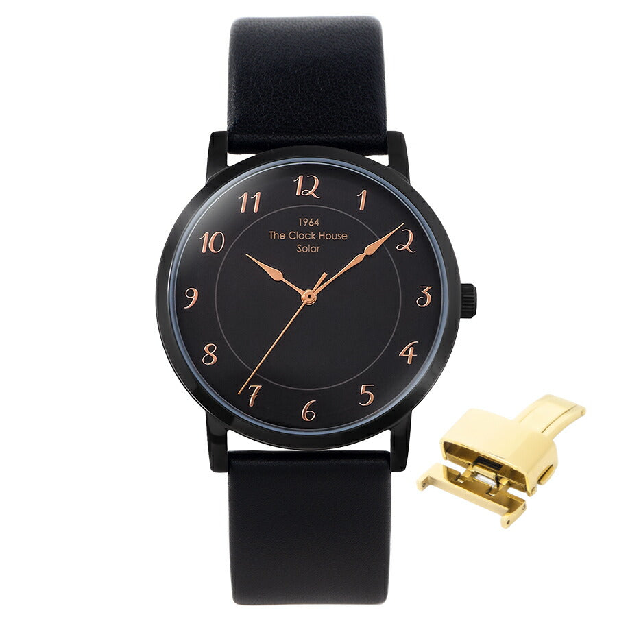 《選べる》ザ・クロックハウス カスタマイズウォッチ フレンチカジュアル トロワ MCA1006-BK1 メンズ ソーラー 革ベルト ブラック