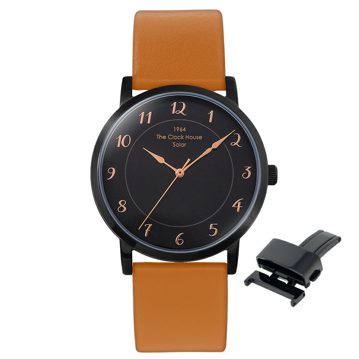 《選べる》ザ・クロックハウス カスタマイズウォッチ フレンチカジュアル トロワ MCA1006-BK1 メンズ ソーラー 革ベルト ブラック