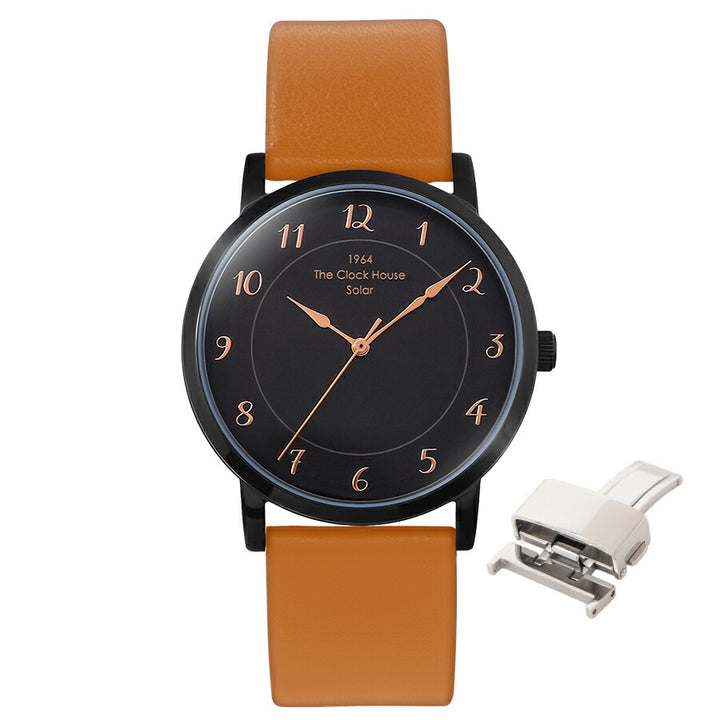 《選べる》ザ・クロックハウス カスタマイズウォッチ フレンチカジュアル トロワ MCA1006-BK1 メンズ ソーラー 革ベルト ブラック