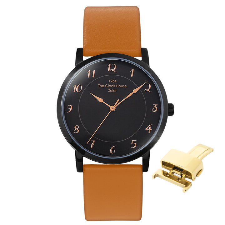《選べる》ザ・クロックハウス カスタマイズウォッチ フレンチカジュアル トロワ MCA1006-BK1 メンズ ソーラー 革ベルト ブラック