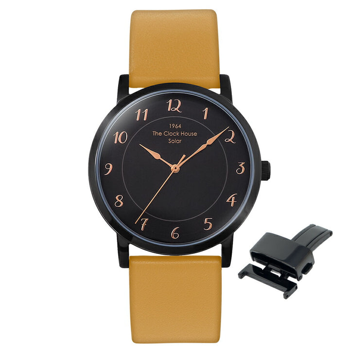 《選べる》ザ・クロックハウス カスタマイズウォッチ フレンチカジュアル トロワ MCA1006-BK1 メンズ ソーラー 革ベルト ブラック