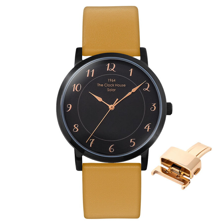 《選べる》ザ・クロックハウス カスタマイズウォッチ フレンチカジュアル トロワ MCA1006-BK1 メンズ ソーラー 革ベルト ブラック