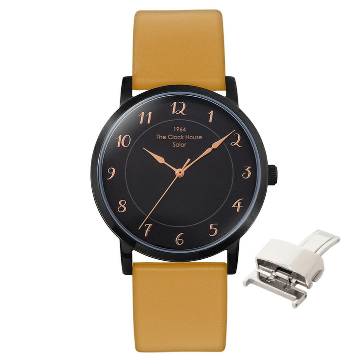 《選べる》ザ・クロックハウス カスタマイズウォッチ フレンチカジュアル トロワ MCA1006-BK1 メンズ ソーラー 革ベルト ブラック