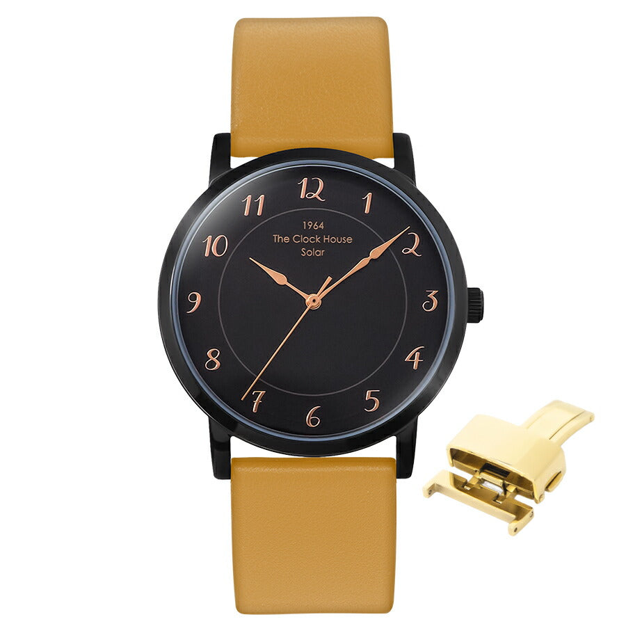 《選べる》ザ・クロックハウス カスタマイズウォッチ フレンチカジュアル トロワ MCA1006-BK1 メンズ ソーラー 革ベルト ブラック