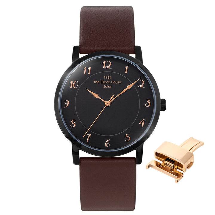 《選べる》ザ・クロックハウス カスタマイズウォッチ フレンチカジュアル トロワ MCA1006-BK1 メンズ ソーラー 革ベルト ブラック