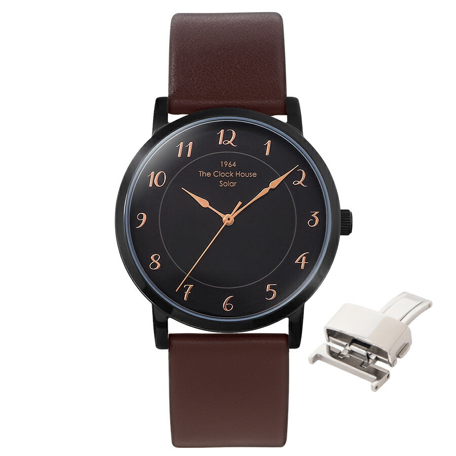 《選べる》ザ・クロックハウス カスタマイズウォッチ フレンチカジュアル トロワ MCA1006-BK1 メンズ ソーラー 革ベルト ブラック