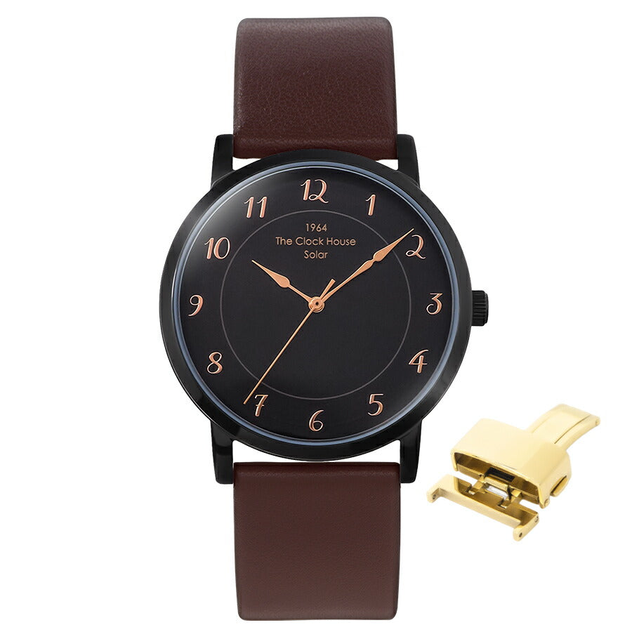 《選べる》ザ・クロックハウス カスタマイズウォッチ フレンチカジュアル トロワ MCA1006-BK1 メンズ ソーラー 革ベルト ブラック