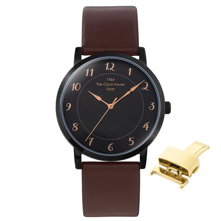 《選べる》ザ・クロックハウス カスタマイズウォッチ フレンチカジュアル トロワ MCA1006-BK1 メンズ ソーラー 革ベルト ブラック