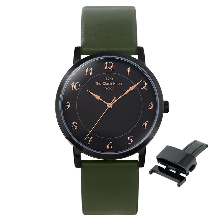 《選べる》ザ・クロックハウス カスタマイズウォッチ フレンチカジュアル トロワ MCA1006-BK1 メンズ ソーラー 革ベルト ブラック