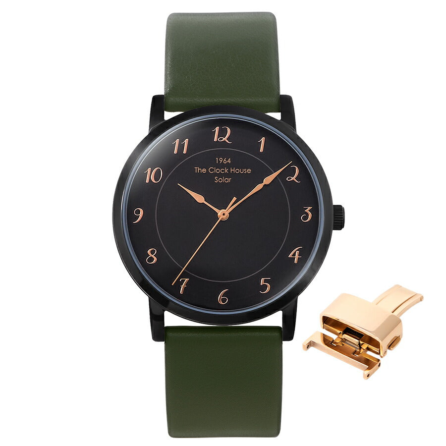 《選べる》ザ・クロックハウス カスタマイズウォッチ フレンチカジュアル トロワ MCA1006-BK1 メンズ ソーラー 革ベルト ブラック