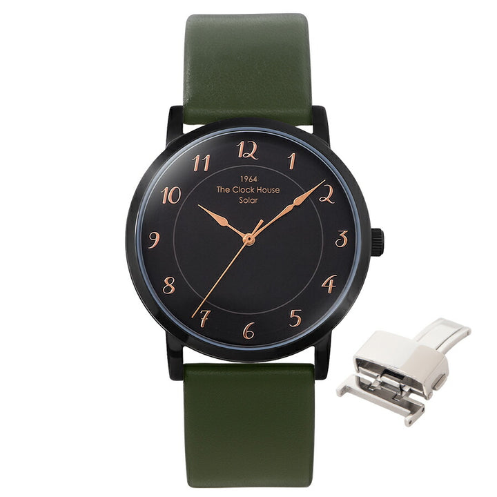 《選べる》ザ・クロックハウス カスタマイズウォッチ フレンチカジュアル トロワ MCA1006-BK1 メンズ ソーラー 革ベルト ブラック