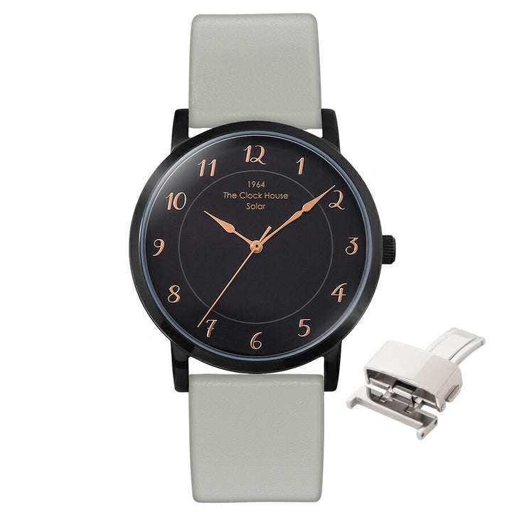 《選べる》ザ・クロックハウス カスタマイズウォッチ フレンチカジュアル トロワ MCA1006-BK1 メンズ ソーラー 革ベルト ブラック