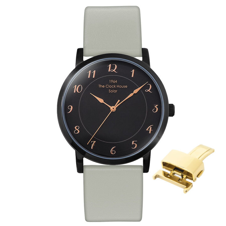 《選べる》ザ・クロックハウス カスタマイズウォッチ フレンチカジュアル トロワ MCA1006-BK1 メンズ ソーラー 革ベルト ブラック