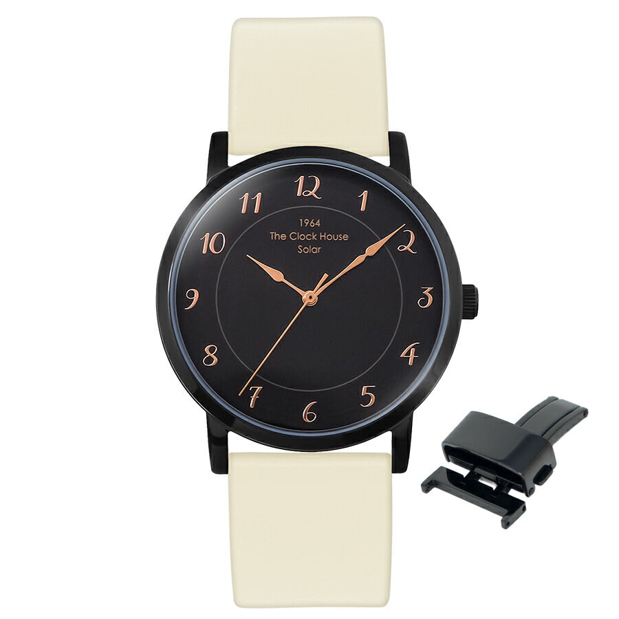 《選べる》ザ・クロックハウス カスタマイズウォッチ フレンチカジュアル トロワ MCA1006-BK1 メンズ ソーラー 革ベルト ブラック