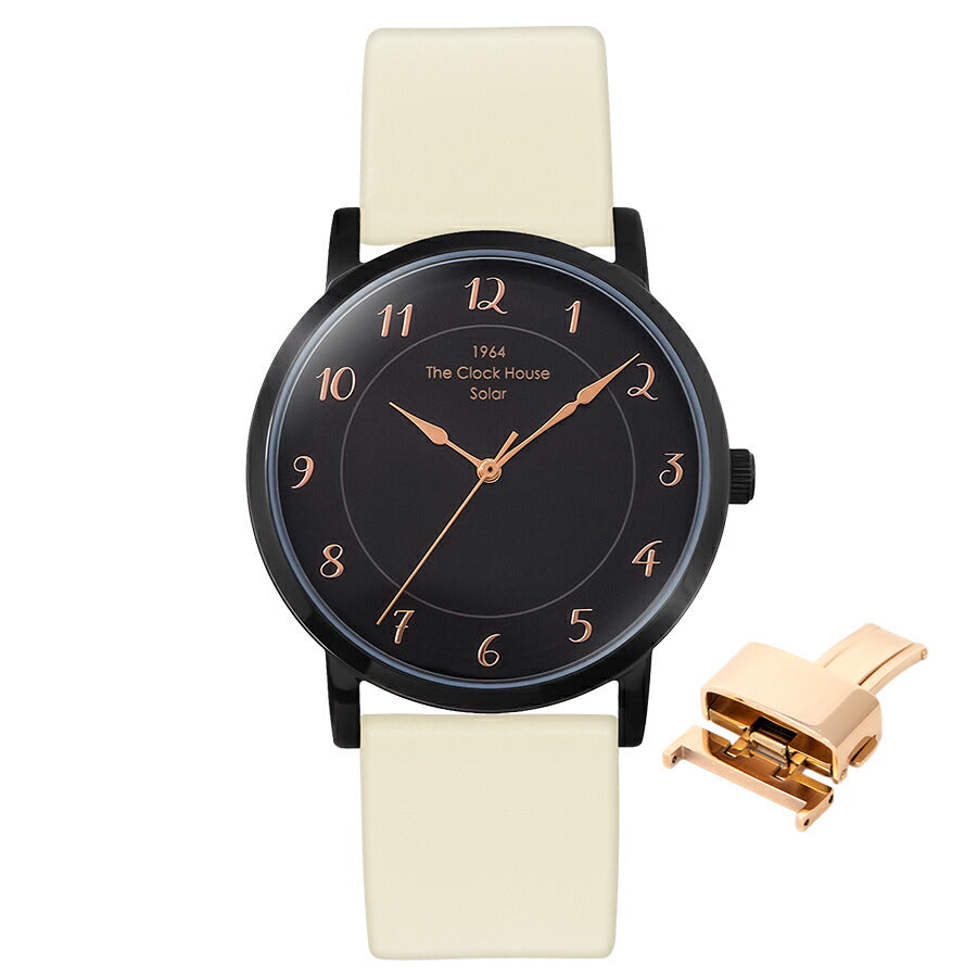 《選べる》ザ・クロックハウス カスタマイズウォッチ フレンチカジュアル トロワ MCA1006-BK1 メンズ ソーラー 革ベルト ブラック