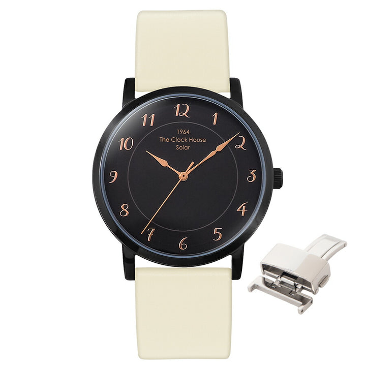 《選べる》ザ・クロックハウス カスタマイズウォッチ フレンチカジュアル トロワ MCA1006-BK1 メンズ ソーラー 革ベルト ブラック