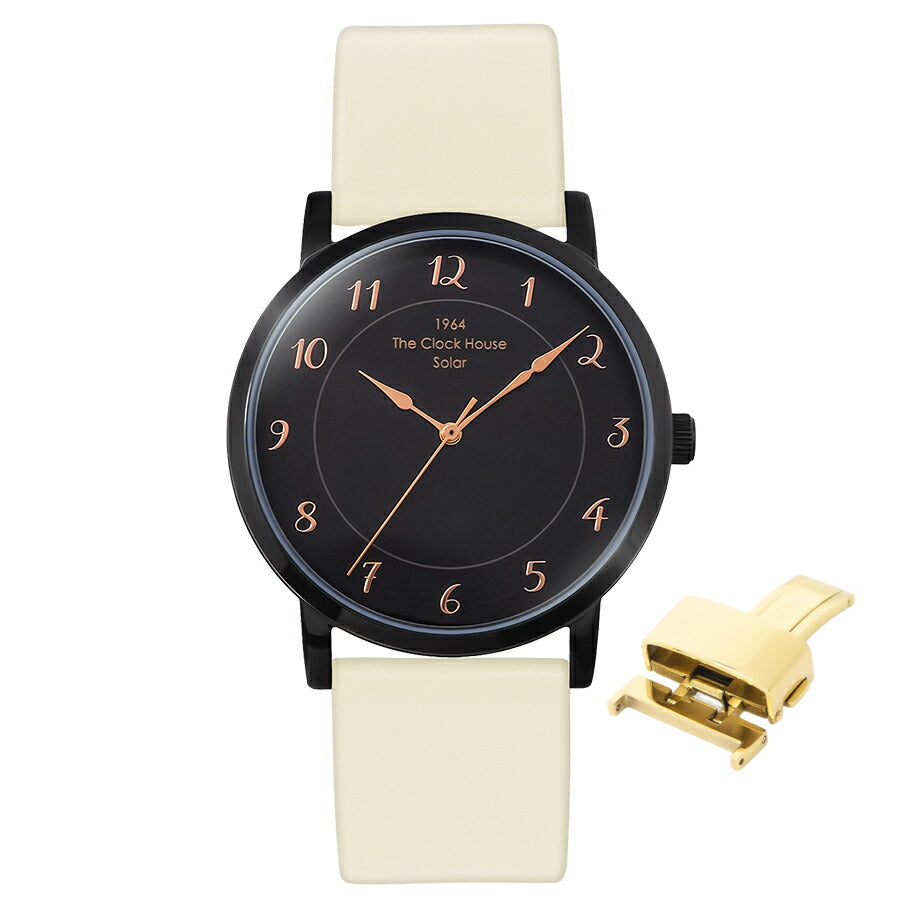 《選べる》ザ・クロックハウス カスタマイズウォッチ フレンチカジュアル トロワ MCA1006-BK1 メンズ ソーラー 革ベルト ブラック
