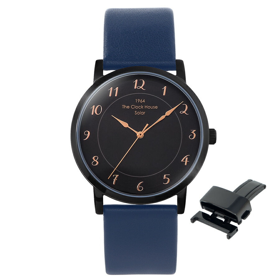 《選べる》ザ・クロックハウス カスタマイズウォッチ フレンチカジュアル トロワ MCA1006-BK1 メンズ ソーラー 革ベルト ブラック