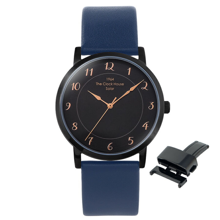 《選べる》ザ・クロックハウス カスタマイズウォッチ フレンチカジュアル トロワ MCA1006-BK1 メンズ ソーラー 革ベルト ブラック