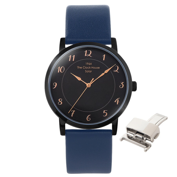 《選べる》ザ・クロックハウス カスタマイズウォッチ フレンチカジュアル トロワ MCA1006-BK1 メンズ ソーラー 革ベルト ブラック
