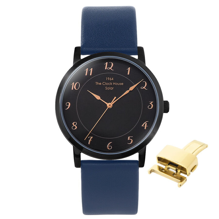 《選べる》ザ・クロックハウス カスタマイズウォッチ フレンチカジュアル トロワ MCA1006-BK1 メンズ ソーラー 革ベルト ブラック