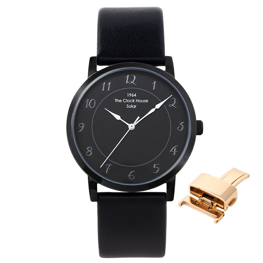 《選べる》ザ・クロックハウス カスタマイズウォッチ フレンチカジュアル トロワ MCA1006-BK2 メンズ ソーラー 革ベルト ブラック
